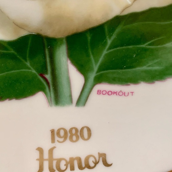 Vintage 1980 Honor White Rose Selection Plate Limited Edition By Luther Bookout - Picture 3 of 11